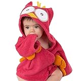 Hooyi ベビーレッドフクロウタオルバスローブ女の子女の子スパローブローブ (赤, 0-12month)