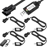 Xiatiaosann 4 個 7.4V SM-3P USB 充電ケーブル、2S 7.4V USB 充電ケーブル、SM-3P コネクタ プラグ付き、LiPo バッテリー チャージャー、RC カー ボート ドローン おもちゃ用