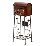 【郵便受け スタンドタイプ 大容量 郵便 受け 郵便ポスト ポスト】メールボックス ローズ柄 ブラウン(B760-S2)