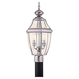Sea Gull Lighting 8229-965 Outdoor Post Mount with Clear Beveled Glass Shades, Antique Brushed Nicke