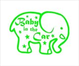 ノーブランド 緑 ゾウ＆星 Baby in the car シール ステッカー デカール