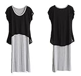 ユカリ(Yukari)激安　夏適用 授乳ワンピース ロング 半袖 Tシャツ外出授乳服/マタニティ/半袖/トップス/マタニティウェア　妊娠時期でもオシャレ (フリーサイズ)