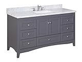 Kitchen Bath Collection KBC38601GYCARR-S Abbey Single Sink Bathroom Vanity with Marble Countertop Ca