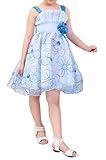 (スマイル ワキキ)Smile YKK フレアワンピース キッズ フォーマル ドレス 子供服 女の子 結婚式 発表会 刺繍 花柄 ブルー 130