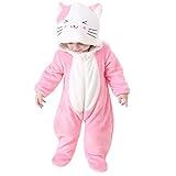 幼児ベビー女の子冬幼児用猫フランネルロンパースone-piecesジャンプスーツ カラー: ピンク