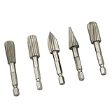 P Prettyia 5点セット 彫刻ビット ドリルビット　タングステン鋼 1/4シャンク ロータリーバー　