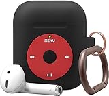 【elago】 AirPods 対応 ケース カラビナ 付き 耐衝撃 シリコン カバー ノスタルジック レトロ デザイン 衝撃 吸収 傷防止 落下防止 保護 アクセサリー [ Apple AirPods1 / AirPods2 Wireless Charging Case エアーポッズ 対応 ] AW6 HANG CASE ブラック