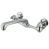Kingston Brass KF200 Wall Mount Kitchen Faucet with Cast Spout, 7-5/8-Inch, Polished Chromeキャスト・スパウト