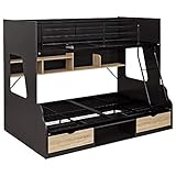 親子ベッド 二段ベッド シングル＋セミダブル Lagos(ラゴス) (チャコールグレー／ヴィンテージオーク)