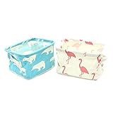 Hueleキャンバスファブリック折りたたみ式オーガナイザーストレージバスケットハンドル(フラミンゴ、Polar Bears )