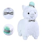 KSB 14 White Plush Alpaca With Tie And HatCute Soft Stuffed Animals Cushion Toy DollBest Birthday Gi