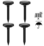 ソーラーモール昆虫忌避剤超音波忌避剤害虫屋外猫、リス、ラット、芝生、庭園に適した多機能ブラック（2パック）,4Pack