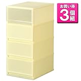 《3個セット》 収納ケース PLUST MILKY（プラスト ミルキー）MX3404 ４段 幅34×奥行45×高さ75.5cm (イエロー(Y))