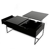 LOWYA （ロウヤ） テーブル ローテーブル 昇降式 引出し付き 突板 センターテーブル リビングテーブル 幅110cm 昇降時高さ68.5cm ブラック オーク 新生活