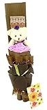 Miwoluna ブーケ 花束 くまのぬいぐるみ付き ローズ 薔薇 ギフトカード1枚付き (ブラウン)