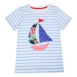 Chaufly Tシャツ 甘い 漫画 帆船 ストライプ プリント かわいい ファッション 半袖 カジュアル 女の子 トップス