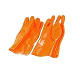 uxcell 作業手袋　工場手袋　 樹脂製　オレンジ　1ペア