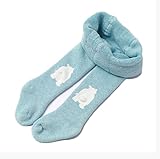 キッズ厚手裏起毛タイツ　可愛い柄付き女の子保温タイツ　1－6歳 (1－2歳, ブルー)