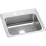 Elkay LRAD2219601 1-Hole Gourmet Lustertone 22-Inch x 19-1/2-Inch Single Basin Top-Mount Stainless S