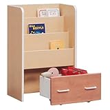 絵本ラック ( 絵本収納棚 子供部屋家具 ) 【 引き出しキャスター付き 】 木製 ( 天然木 ) 幅60cm 日本製 ナチュラル 【 完成品 】 大川家具