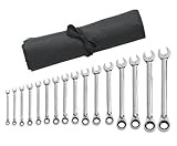 GearWrench 9602R 16 Piece Reversible Combination Ratcheting Wrench Set Metric - Wrench Roll [並行輸入品]