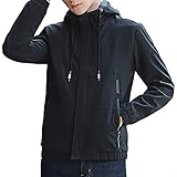 Gaosa 秋服　メンズ　秋アウターミリタリージャケット　 ジャケット　カジュアルジャケット　フード付き　 無地　運動 　シンプル　カコイイ (M, 黒)