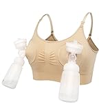 授乳ブラ　授乳ブラジャー　ノンワイヤー 搾乳ブラ　前開きさく乳器対応 (XL, 肌色)