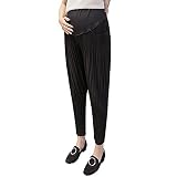 マタニティ ガウチョ パンツ ゆったり シフォン ワイドパンツ ウエストゴム サルエル 夏 レディース 産前産後 グレー ブラック M L XL XXL