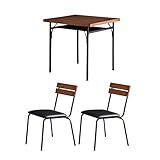 ブラウン／ダイニングセット ダイニングテーブル ダイニングチェア テーブル 食卓 チェア 椅子 イス 2人掛け 2人用 幅75cm 高さ72cm 単品 おしゃれ オシャレ ヴィンテージ レトロ ブルックリン 木製 アイアン ブラウン/茶 ブ