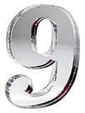 ミラーアクリル製 切り抜き文字 セリフフォント 数字 9(キュウ) 高さ14cm 厚み約3mm