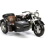 EnergyPower 長江750 ヴィンテージバイク 36センチ大型サイズ スチール模型 デラックス版 ハンドメイド完成品 CJ-750 1/7スケール レトロ オートバイ サイドカー 軍用バイク ミリタリーバイク ビンテージ インテリア 中国人民解放軍 ハンドクラフト (ブラック)