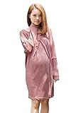 Sweet Mommy ドルマン授乳チュニック やわらかニット フロントボタン 大人可愛い 杢入りカラー ママワンピ 春 秋 冬 産前産後 授乳服 マタニティ／ピンク／F