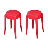 【2脚セット】ジェネリックチェア 丸椅子 チェアー カフェ 椅子 イス 子供用 お風呂用 バスチェア 背もたれなし INK-S147-RD-2SET オクトパス (レッド)