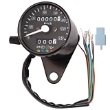 cocoriko バイク スピードメーター 機械式 LED 140km/h 汎用 トリップメーター オドメーター 多機能インジケーター搭載 (ブラック×ブラック)