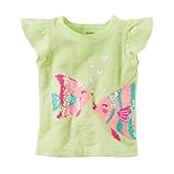 Carter's(カーターズ) フラッタースリーブシークインフィッシュティ イエロー トップス半袖Tシャツ 18ヶ月【並行輸入】