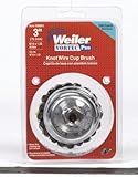 Weiler Vortex Pro Wire Cup Brush, Threaded Hole, Carbon Steel, Partial Twist Knotted, 3" Diameter, 0