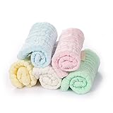 MIUSE　ベビーガーゼハンカチ　６重　新生児ハンカチ　フェイスハンカチ　赤ちゃんタオル　良い肌さわり　１００％綿　５枚 (無地５枚)