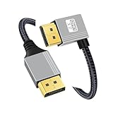 CY 直角 DisplayPort DP - DP ケーブル 4K 60hz ケーブル シルバー スリーブ Ultra-HD UHD 90 度 デスクトップ ノートパソコン モニター グラフィック カード用 (200cm)