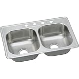 Elkay DSE233214 Dayton Elite 20 Gauge Stainless Steel Double Bowl Top Mount Kitchen Sink, 33 x 21.25