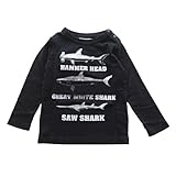 jeans-b. 2nd ジーンズベーセカンド　SHARK ロングTシャツ (ブラック) 130cm