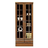 日本製 幅60cm リビングキャビネット 飾り棚 ブラウン ケバンス材 完成品