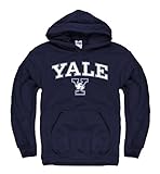 Yale Bulldogs大人用アーチとロゴフード付きスエットシャツ – 海軍 L