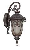 Nuvo Lighting 60/3922 Corniche Outdoor Large Wall Lantern Arm Down with Photocell, Frosted Wheat Gla