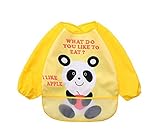 幼児 赤ちゃん ベビー 子供服 お食事用 スモック 幼稚園キッズ 絵画用エプロン うわっぱり 防水 防汚 洗いやすい 快適 柔らかい 0－3歳（イエロー）