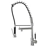 Ufaucet Best CommercialブラッシュニッケルステンレススチールシングルレバーシングルハンドルプルアウトSprayer Prepキッチンシンク洗面、つや消しニッケルFinished。