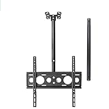TAKEYテレビ天吊り金具 テレビ天井吊り金具 32-60インチ 360°回転 左右上下角度調節 液晶テレビモニター用 テレビ壁掛け金具 小型 軽量 上下伸縮可能 ティルト壁掛けTV金具 耐荷重30KG テレビ 吊り tv吊り下げ金具 (ミドルハンガー-32-60インチ-1.85メートル,ブラック)
