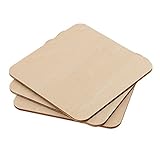 Perfk バスウッド製　MDF　空白　正方形　木片　パイログラフィ工芸品　建物モデル　モデル飛行機　などに最適　全3サイズ - 100×100mm（3個入り）