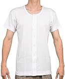 [京都肌着本舗] 紳士 半袖ボタン付き全開丸首Tシャツ 選べる3色.ソフトなフライス編み.綿100％.