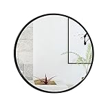 ミラー、ラウンド化粧鏡、バスルームミラー - 壁掛けヨーロッパの壁掛けミラー金属サイドフレーム (色 : 黒, サイズ さいず : 60 cm 60 cm)