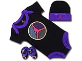 (ジョーダン)Jordan ベビージョーダン 3点セット (0-6M(0～6ヶ月), 黒紫赤) [並行輸入品]